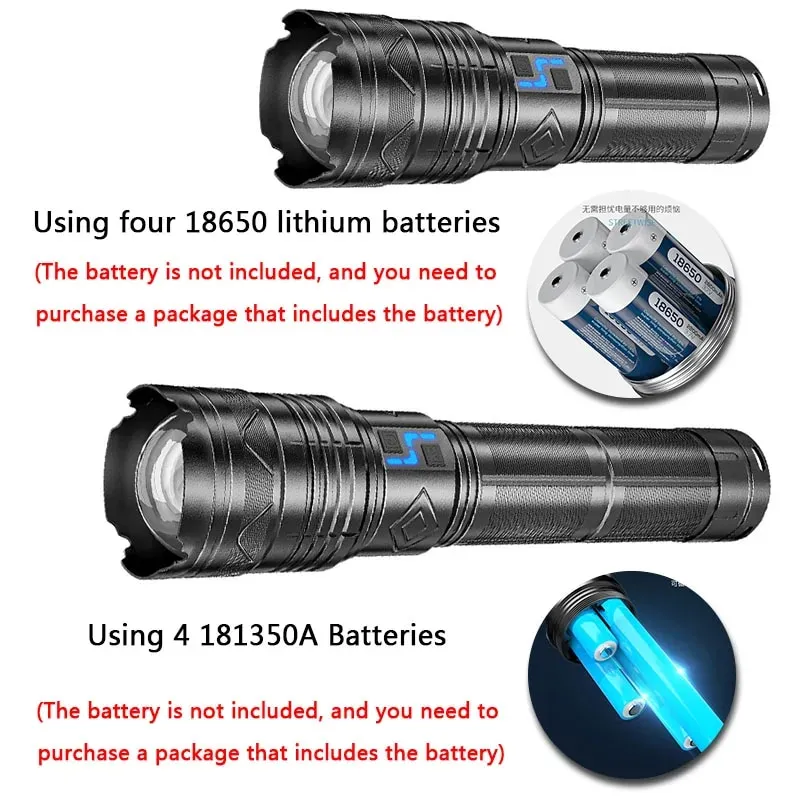 Powerful 20000W GT60 LED Flashlight Long Range 5000m Charging