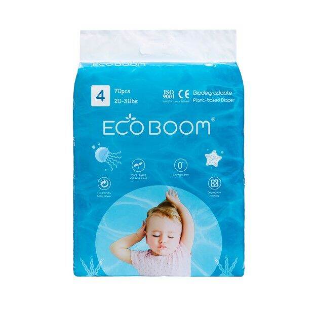 LARGE ECO BOOM Eco Friendly Biodegradable PlantBased Tape Diapers for