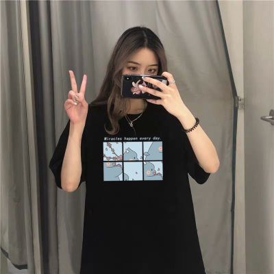 Oversized Loose Short Sleeve T-shirt Women Tops Loose Casual Tee Girls Clothing