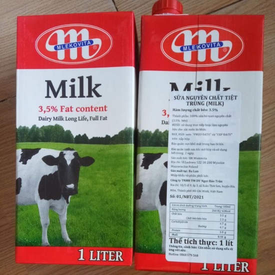 Thùng 12 hộp sữa tươi nguyên kem 3.5% 1 lít mlekovita - nhập khẩu ba lan - ảnh sản phẩm 1