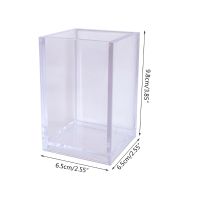 Decorative Transparent Acrylic Pen Holder Simple Makeup Tools Organizer Holder Box Clear Cube-like Pen Cup for students HCCY