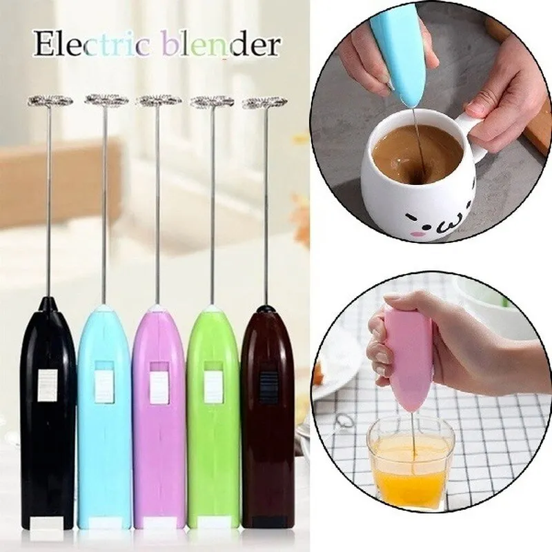 From Manila】Handheld Eggbeater Mini Stainless Steel Whisk Mixer Electric Coffee  Blender Cream Stir Bar Baking Tools