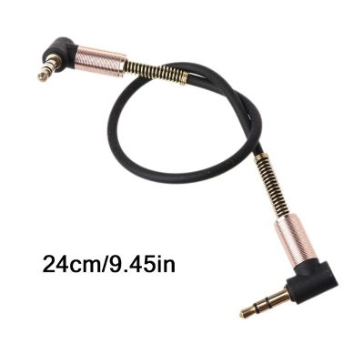 24cm Dual 90 Degree Nylon 3.5 mm to 3.5mm Male Jack Audio Cable Car Aux Cord for iphone Samsung Xiaomi MP3 Speaker