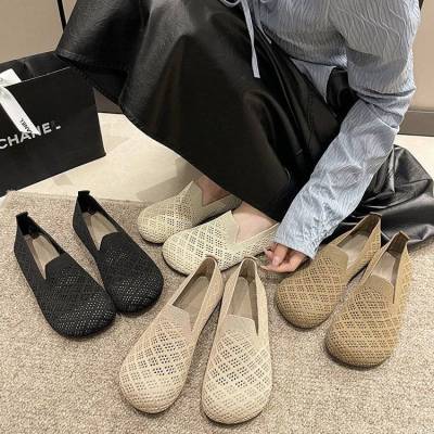 Tendon Bottom Knit Breathable Loafers for Women 2023 New Versatile Soft Bottom Soft Surface Fashion Casual Mesh Shoes