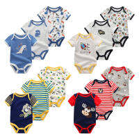 Kiddiezoom ทารกแรกเกิดเสื้อผ้าบอดี้สูทฤดูร้อน Onesies สไตล์การ์ตูนแขนสั้น Romper ทารกผ้าฝ้ายแท้บอดี้สูทเด็ก 3 ชิ้นพร้อมส่ง