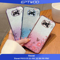 EPTWOO สำหรับ Xiaomi POCO F5 X3 NFC X3 M4 M3 PRO เคสโทรศัพท์Electroplated Secret Gardenรูปแบบปลอกกันกระแทกใสนุ่มTPUฝาหลังBling GlitterกระดาษMM-08