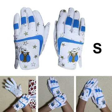 2Pcs Cute Kids Golf Gloves Leather Non-Slip Red White Left Right Handed  Warm