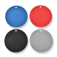 4PcsSet Placemat Set Coasters Mats Non-slip Pot Mat 18cm Round Pads Bowl Pad Heat Insulation Pad Silicone Mat