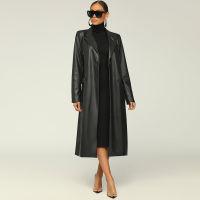 Women Long Trench Coat Winter Jackets Turn Down Collar Black Streetwear Aesthetic Vintage New Trendy Fashion Clothing Hot