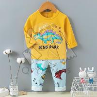 QPyjamas Dinosaur Long Sleeve Long Pant Sleepwear Kid Pyjamas Budak Pajamas Set