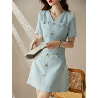 Spot White Small Incense Style Dress Female Summer 2023 New High -Level Sensory Lady French Slim Short -Sleeved Skirt