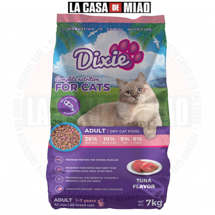 Dixie Cat Food for Adult cats 17 yrs Tuna Flavor 7KG (Original Sack