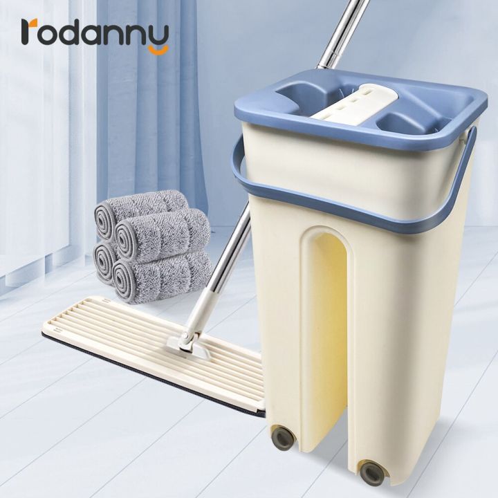 rodanny-magic-mops-ทำความสะอาดพื้นฟรี-hand-mop-แฮนด์ฟรี-squeeze-mop-พร้อมถัง-flat-mop-drop-shipping-home-kitchen-tool
