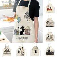 ☸℗✣ 1 Pcs Cute Cat Pattern Kitchen Apron For Men Women Bibs Custom Household Cleaning Pinafore Home Cooking Cotton and Linen Aprons