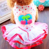 Dog Clothes Cute Cherry Print Dog Swimsuit Pet Cats Puppy Bichon Poodle Thin Breathable Summer Pet Vest Small Dog Dresses Dresses