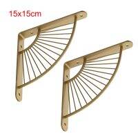 ○ 2 Pieces L-Shape Shelving Right Angle Corner Brace Gold Storage Bracket Wall Decorative Craft for Coffee Bar 20x20cm