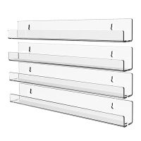 8Pcs Acrylic Clear Floating Bookshelf,Invisible Wall Mounted Bookshelf,Modern Picture Display Toy Organizer Record Rack