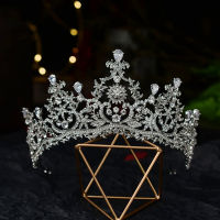 บาร็อค Mewah Bunga Kristal Pengantin Tiaras CZ Mahkota Berlian Bupageant ผ้าคลุมหน้า Tiara Cz Destar Sesori Rambut Perkahwinan