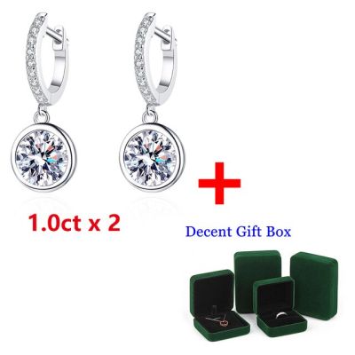 DJMAX White Gold Plated 0.5-1ct Moissanite Drop Earrings for Women Round Cut 100% S925 Sterling Silver Jewelry Bubble Earring