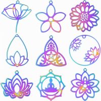 ZZOOI 10pcs/lot Lotus Flowers Rainbow Charm Stainless Steel diy Jewelry Making Buddha OM Yogo Necklaces Pendants Material colgantes