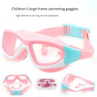 Childrens High-definition Waterproof And Anti Fog Swimming Large Frame Glasses  Convenient Goggles Silicone Connected Earplugs Accessories Accessorie