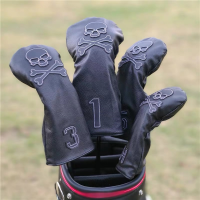 SKULL Golf Woods Headcovers ผ้าคลุมกอล์ฟสำหรับ Driver Fairway Woods 135H Clubs Set Heads PU Leather Unisex