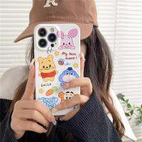 ฟิล์มลายการ์ตูนใหม่เคสสำหรับ Oppo Reno 8Z 8Lite 7Z 7 5G 8T 5F 5Lite 4F 5Lite 4Lite F21S Pro 5G น่ารัก Smiley Winnie Bear ขอบตรงเคสโทรศัพท์แบบแข็งป้องกันการตก