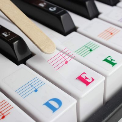 61 Key Color Piano Letter Notes Stickers Keyboard Hand Roll Piano Keyboard Transparent Stickers Notation Transparent