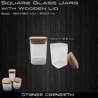 Square Glass Jars 60x90mm - 200ml with Wooden Lid