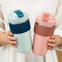 【CW】New 350ml/480ml Double Stainless Steel Coffee Mug Thermos With cup Thermomug Straw Fashion Portable Thermo coffee mug with lid