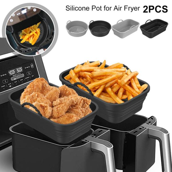 2ชิ้นหม้อทอด-air-fryer-หม้อซิลิโคนพร้อมที่จับทนความร้อนได้กันติดกระทะซิลิโคนหม้อทอด-air-fryer-ซับหม้อทอด-air-fryer-ทนความร้อนได้ซับหม้อทอด-air-fryer-ไม่ติดกระทะซิลิโคนหม้อทอด-air-fryer