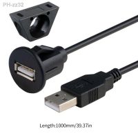 Hot 1 M / 2 M Car Dashboard Installation USB 2.0 Male To Female Socket Panel Extension Cable Single Port USB2.0 Female Cable