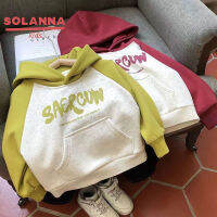 SOLANNA เสื้อคลุมเด็ก พิมพ์ลายแฟชั่นสไตล์เกาหลี เสื้อสเวตเตอร์แขนยาวผ้าฝ้ายแท้ทรงหลวมสำหรับเด็ก23911