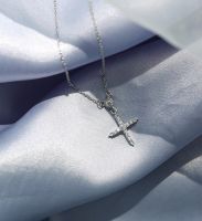 littlegirl gifts-Cross necklace silver 925 สร้อยคอจี้กางเขนประดับเพชร