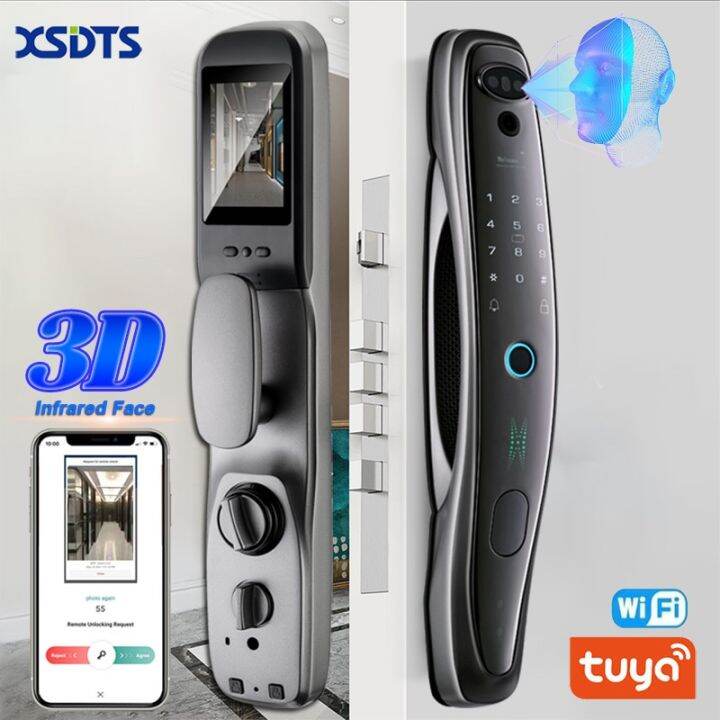 tuya-หน้าจออัจฉริยะ3d-ใบหน้าความปลอดภัยของประตูล็อคกล้อง-amp-ใบหน้ารหัสผ่านโดยใช้ลายนิ้วมืออัจฉริยะปลดล็อคชีวมาตร