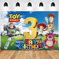 Custom Toy Story Happy Birthday Backdrop Cartoon Hudi Buzz Lightyear Background For Baby Shower Kids Birthday Party Decoration