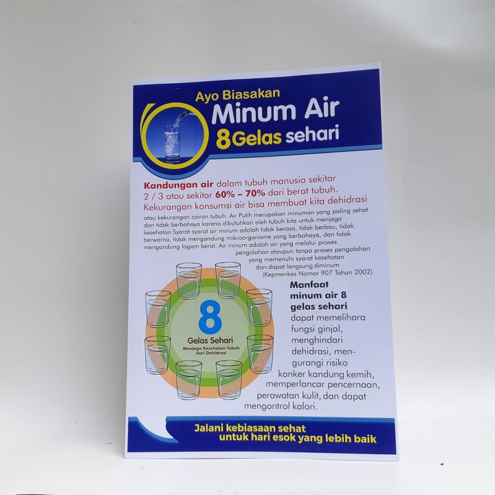 Poster Minum Air 8 Gelas Sehari Poster Kesehatan Poster Pentingnya Minum Air Putih Lazada 2390