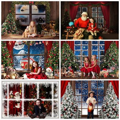 Mocsicka Christmas Background For Photography Backdrops Snow Window Tree Baby Portrait Photographic Party Decor Photo Studio