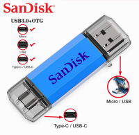 SanDisk แฟลชไดร์ฟ USB ขนาด256GB 512GB 1TB Type-C พร้อมแฟลชไดร์ฟ USB ไมโคร USB ความเร็วสูง