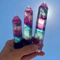 (Leisurely)คริสตัล Fluorite ธรรมชาติที่มีสีสันลาย Fluorite Rainbow ควอตซ์เครื่องประดับหินเครื่องประดับคริสตัลต้นฉบับสำหรับของขวัญ Room Decor