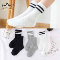 【hot sale】 ◘☬ C10 College Style Baby Socks Striped Sports Boys Girls Socks Cotton Black White Gray Socks