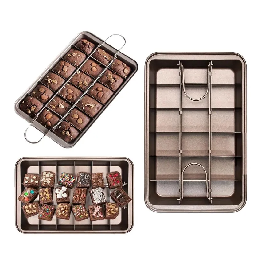 Brownie Pan Bread Cake Pans Baking Dishes Non-Stick Bakeware Square Lattice  Chocolate Dessert Cake Mold Kitchen Baking Pan