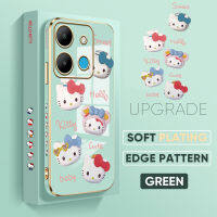 ฟรีสายคล้องเซลล์เคสโทรศัพท์การ์ตูนน่ารักสำหรับ Infinix Smart 7 X6515รูป Hello Kitty สำหรับเด็กผู้หญิงเคสเคสโทรศัพท์ชุบเคลือบหรูหราเคสโทรศัพท์นิ่ม