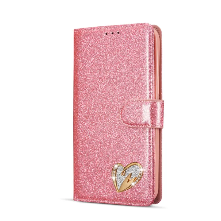 Case For Apple iPhone 13 12 11 Pro Max Mini Shining Diamond High-quality Flip Phone Cover Holster with Phone Holder and Phone Card Slot for 5 5S 5SE 6 6S 7 8 Plus X XR XS Max SE 2020 Casing