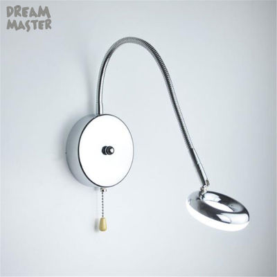 Modern Pull Chain Switch L35cm Hose LED Wall Lamp 5W Flexible Arm Light Lamp Bedside Reading Light Study Painting Wall Lighting