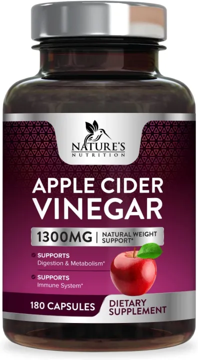 Natural Raw Apple Cider Vinegar Capsules 1300mg Extra Strength Natural Health Support Usa