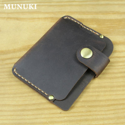 MUNUKI ใหม่หรูหราทำด้วยมือผู้ถือบัตรหนังแท้ผู้ชาย ID ผู้ถือหนังแขนผู้หญิง Slim กระเป๋าสตางค์บัตรเครดิตกรณี MC415