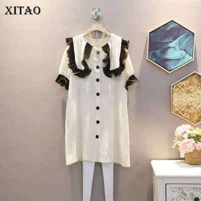 XITAO Spring Dress Fashion Splicing Ruffles Casual Women