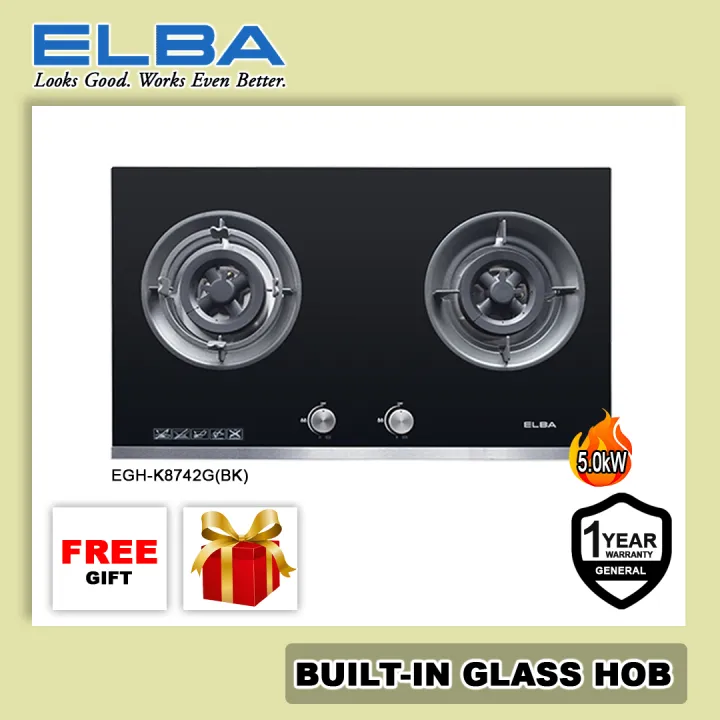 (AUTHORISED DEALER) ELBA 2 Burners 5.0kW Built In Glass Hob / Gas