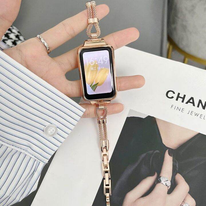 สายโซ่ทองแดงวินเทจ-กรอบโลหะสำหรับสายนาฬิกา-huawei-band-8-สายนาฬิกา-huawei-band-7-สายนาฬิกา-huawei-band-6